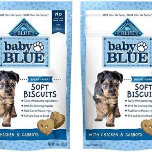 Blue Buffalo Baby Blue Soft Biscuits with DHA, Natural Dog Treats for Puppies, Great for Training, with Chicken & Carrots, 8-oz. Bag (Pack of 2)