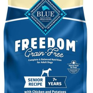 Blue Buffalo Freedom Grain-Free Senior Dry Dog Food, Provides Energy To Stay Active, Made in the USA With Natural Ingredients, Chicken & Potatoes, 4-lb Bag