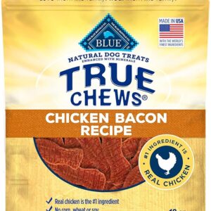 Blue Buffalo True Chews Dog Treats, Made in the USA with Natural Ingredients, Chicken Bacon Recipe, 12-oz Bag