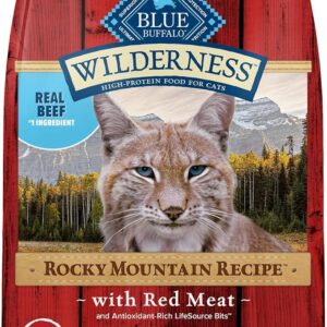 Blue Buffalo Wilderness Adult Dry Cat Food, Rocky Mountain Recipe, Chicken-Free & Grain-Free Recipe Made with Natural Ingredients, Red Meat, 4-lb Bag
